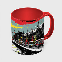 Кружка 3D Праздничная новогодняя Москва, цвет: 3D-белый + красный