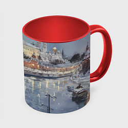 Кружка 3D Новогодние праздники в Москве, цвет: 3D-белый + красный