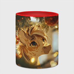 Кружка 3D Лошадка любуется елочным шаром, цвет: 3D-белый + красный — фото 2