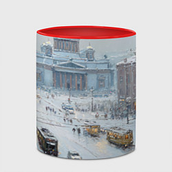 Кружка 3D Новогодняя улица Питера, цвет: 3D-белый + красный — фото 2
