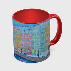 Кружка 3D Новогодний рисованный Санкт-Петербург, цвет: 3D-белый + красный