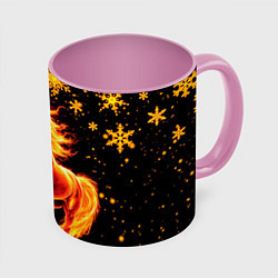 Кружка 3D Пылающая лошадь, цвет: 3D-белый + розовый