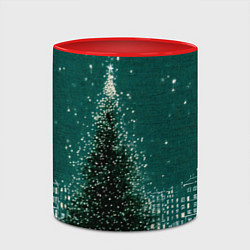 Кружка 3D Новый год в зеленом стиле, цвет: 3D-белый + красный — фото 2