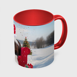 Кружка цветная Новогодний конь