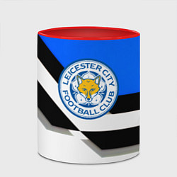 Кружка 3D Лестер сити геометрия полосы, цвет: 3D-белый + красный — фото 2