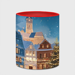 Кружка 3D Новогодний дворик и елка, цвет: 3D-белый + красный — фото 2