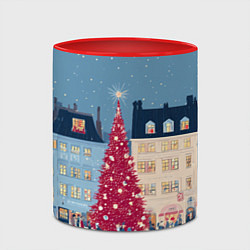 Кружка 3D Новогоднее гуляние у красной елки, цвет: 3D-белый + красный — фото 2