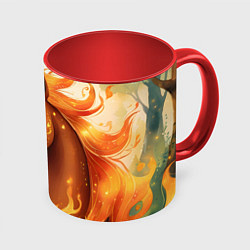 Кружка 3D Милая огненная лошадь, цвет: 3D-белый + красный