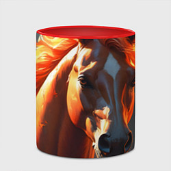 Кружка 3D Загадочная огненная лошадь, цвет: 3D-белый + красный — фото 2