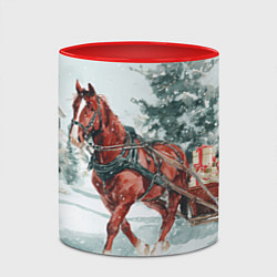 Кружка 3D Новогодняя лошадка 2026, цвет: 3D-белый + красный — фото 2