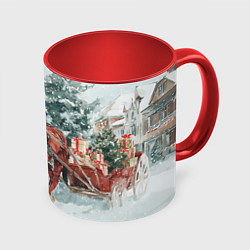 Кружка 3D Новогодняя лошадка 2026, цвет: 3D-белый + красный