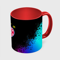 Кружка 3D Бавария Мюнхен краски неон градиент, цвет: 3D-белый + красный