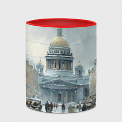 Кружка 3D Санкт-Петербург зимний пейзаж, цвет: 3D-белый + красный — фото 2