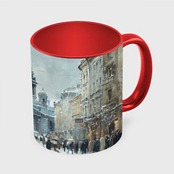 Кружка 3D Санкт-Петербург зимний пейзаж, цвет: 3D-белый + красный