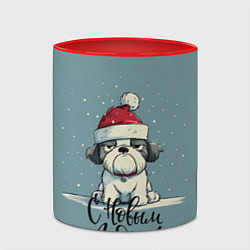 Кружка 3D С Новым годом - карикатурная собачка, цвет: 3D-белый + красный — фото 2