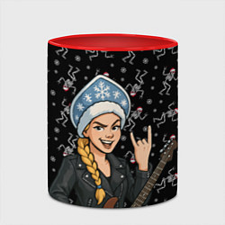Кружка 3D Снегурочка с гитарой - Рок, цвет: 3D-белый + красный — фото 2