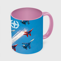 Кружка 3D Самолеты ВВС, цвет: 3D-белый + розовый
