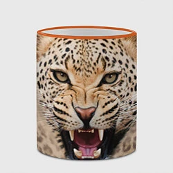 Кружка 3D Взгляд леопарда, цвет: 3D-оранжевый кант — фото 2