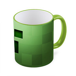 Кружка 3D Creeper Face, цвет: 3D-светло-зеленый кант