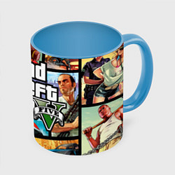 Кружка 3D GTA 5: City Stories, цвет: 3D-белый + небесно-голубой