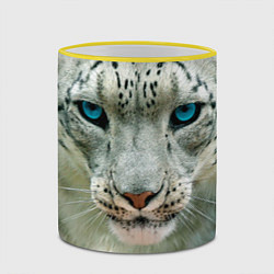 Кружка 3D Снежный барс, цвет: 3D-желтый кант — фото 2