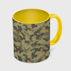 Кружка 3D Камуфляж: хаки, цвет: 3D-белый + желтый