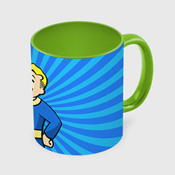 Кружка 3D Fallout Blue, цвет: 3D-белый + светло-зеленый