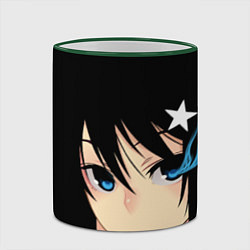 Кружка 3D Black Rock Shooter - глаза Мато Курои, цвет: 3D-зеленый кант — фото 2
