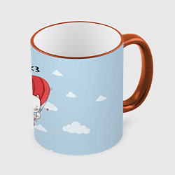 Кружка 3D Влюбленные на шаре, цвет: 3D-оранжевый кант