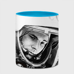 Кружка 3D Юрий Гагарин, цвет: 3D-белый + небесно-голубой — фото 2