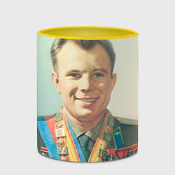 Кружка 3D Гагарин в орденах, цвет: 3D-белый + желтый — фото 2