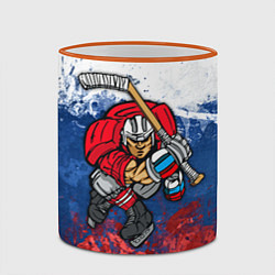 Кружка 3D Русский хоккеист, цвет: 3D-оранжевый кант — фото 2