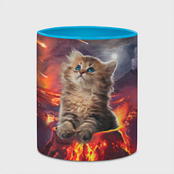 Кружка 3D Кот на вулкане, цвет: 3D-белый + небесно-голубой — фото 2
