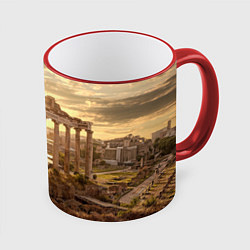Кружка 3D Римское солнце, цвет: 3D-красный кант