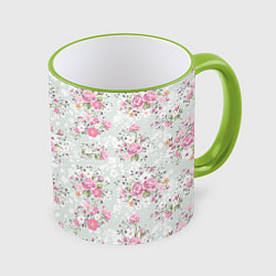 Кружка 3D Flower pattern, цвет: 3D-светло-зеленый кант