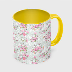 Кружка 3D Flower pattern, цвет: 3D-белый + желтый