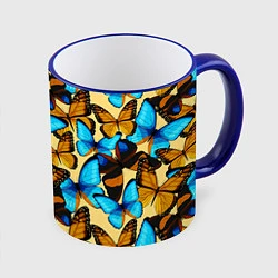 Кружка 3D Бабочки, цвет: 3D-синий кант