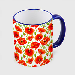 Кружка 3D Маки, цвет: 3D-синий кант