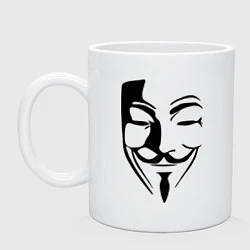 Кружка керамическая Vendetta Mask, цвет: белый