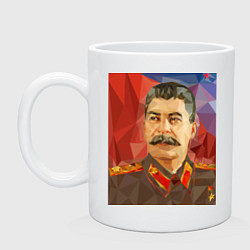 Кружка керамическая Сталин: полигоны, цвет: белый