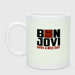 Кружка керамическая Bon Jovi: Nice day, цвет: фосфор