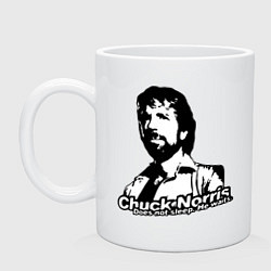 Кружка керамическая Chuck Norris: He Waits, цвет: белый