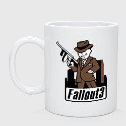 Кружка керамическая Fallout Man with gun, цвет: белый
