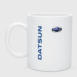 Кружка керамическая Datsun логотип с эмблемой, цвет: белый
