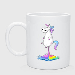 Кружка керамическая Взлет единорога, цвет: белый