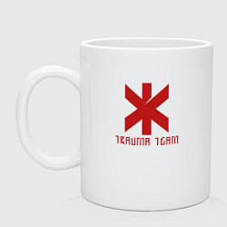 Кружка керамическая Cyberpunk 2077: TRAUMA TEAM, цвет: белый