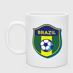 Кружка керамическая Brazil Football, цвет: белый