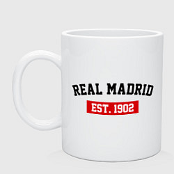 Кружка керамическая FC Real Madrid Est. 1902, цвет: белый