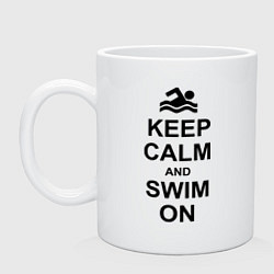 Кружка керамическая Keep Calm & Swim On, цвет: белый