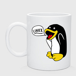 Кружка керамическая Пингвин: Linux, цвет: белый
